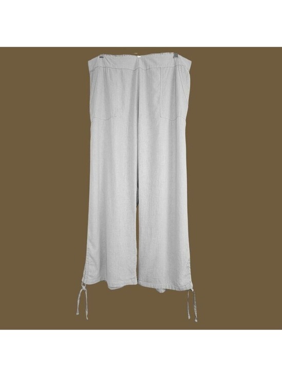 Naturals D&Co Pants - Naturals D&Co Womens Wide Leg Linen Pants Size XL Beige Coastal Laggenlook